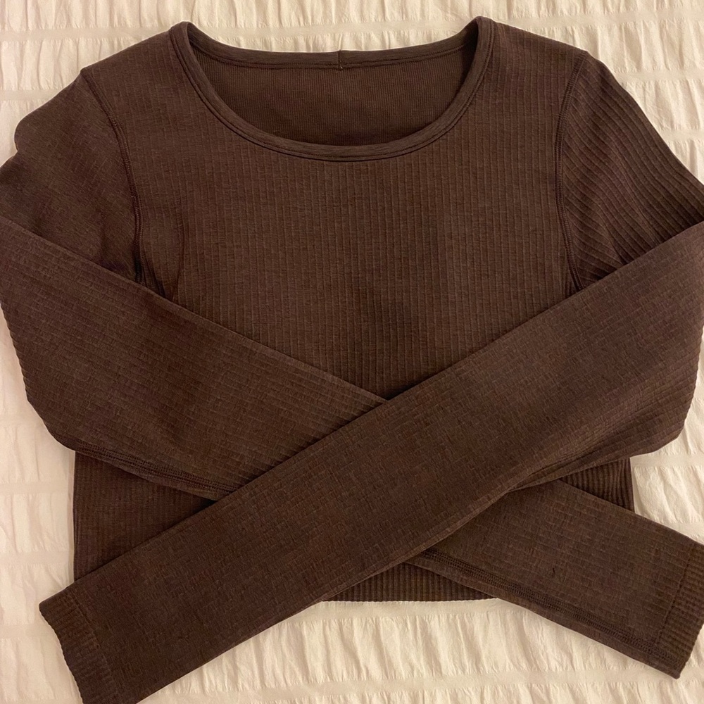 lululemon espresso brown ebb to street long sleeve